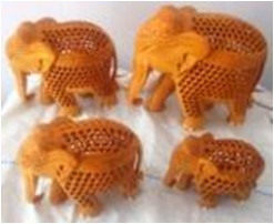 WOODEN  FLOWER BORDER ELEPHANT SET OF 4 PCS T.UP MYWH3069
