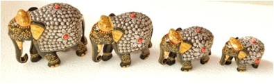 WOODEN METAL PAINTED WORK ELEPHANT MYWH2874
