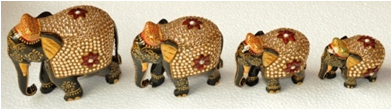 WOODEN GOLD PAINTED WORK ELEPHANT MYWH2875
