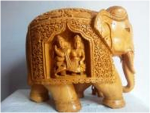 WOODEN FIGURE CARVING ELEPHANT FINE WORK MYWH3085