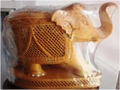 WOODEN PAWTI ELEPHANT WITH INLAID WORK T.UP MYWH2981
