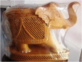 WOODEN PAWTI ELEPHANT WITH INLAID WORK T.UP MYWH2981