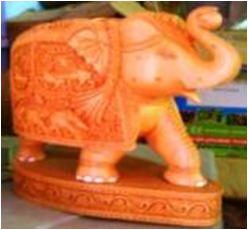 WOODEN CARVING PAWTI ELEPHANT TRUNK UP MYWH2990