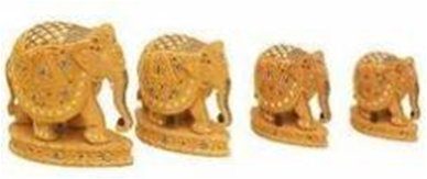 WOODEN INLAID PAWTI ELEPHANT  MYWH2998