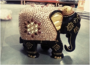 WOODEN GOLDEN WORK ELEPHANT WITH PAINTING WORK 8'' MYWH2911