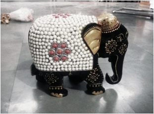 WOODEN PEARL WORK ELEPHANT WITH PAINTING WORK 8''MYWH2884