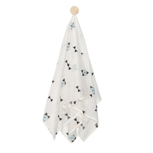 Load image into Gallery viewer, SWADDLE  BOW BEAR  WHITE BLACK BLUE