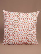 Orange hand block printed organic cotton cushion cover | Myyra Jaipur