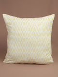 Yellow and white hand block printed organic cotton cushion cover | Myyra Jaipur