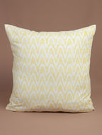 Yellow and white hand block printed organic cotton cushion cover | Myyra Jaipur