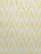 Close-up of yellow and white hand block print on organic cotton cushion cover | Myyra Jaipur