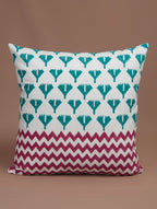 Red, green and white hand block printed organic cotton cushion cover | Myyra Jaipur