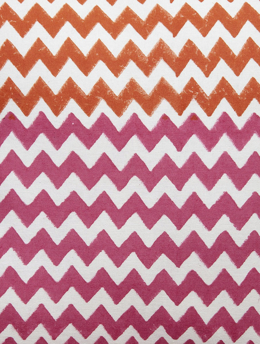 Close-up of hand block print on organic cotton cushion cover | Myyra Jaipur