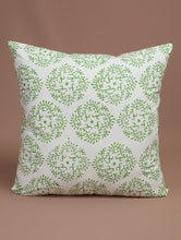 Load image into Gallery viewer, Green-White Cotton Hand-Block Printed Cushion Cover - MYYRA