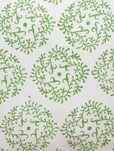 Green-White Cotton Hand-Block Printed Cushion Cover - MYYRA