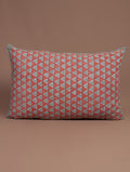 Red and grey hand block printed organic cotton pillow cover | Myyra Jaipur