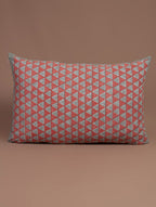 Red and grey hand block printed organic cotton pillow cover | Myyra Jaipur