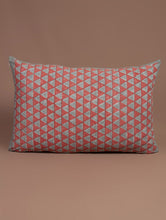 Load image into Gallery viewer, Red-Grey Cotton Hand-Block Printed Pillow Cover - MYYRA