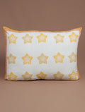 Yellow, white and orange hand block printed organic cotton pillow cover | Myyra Jaipur