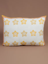 Load image into Gallery viewer, Yellow-White-Orange Cotton Hand-Block Printed Pillow Cover - MYYRA