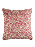 Hand block printed organic cotton cushion cover with floral jaal lattice pattern | Myyra Jaipur