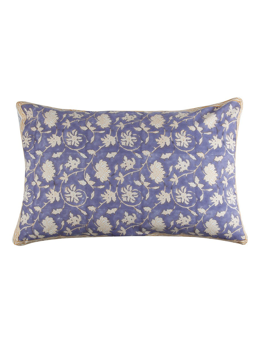 Close-up of hand block print on organic cotton pillow cover | Myyra Jaipur