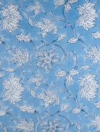 Close-up of floral hand block print on organic cotton cushion cover | Myyra Jaipur