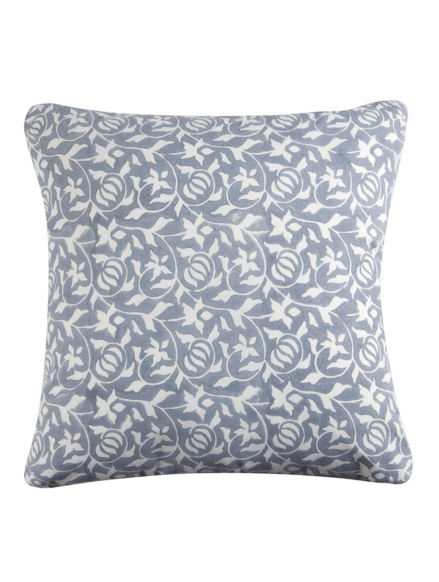 Grey hand block printed organic cotton cushion cover | Myyra Jaipur