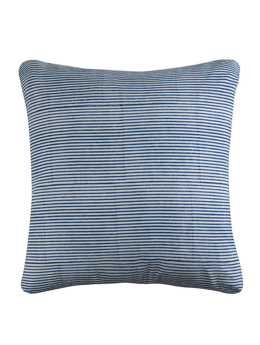 Stripe Cushion Cover Hand Block Printed Cotton - MYYRA