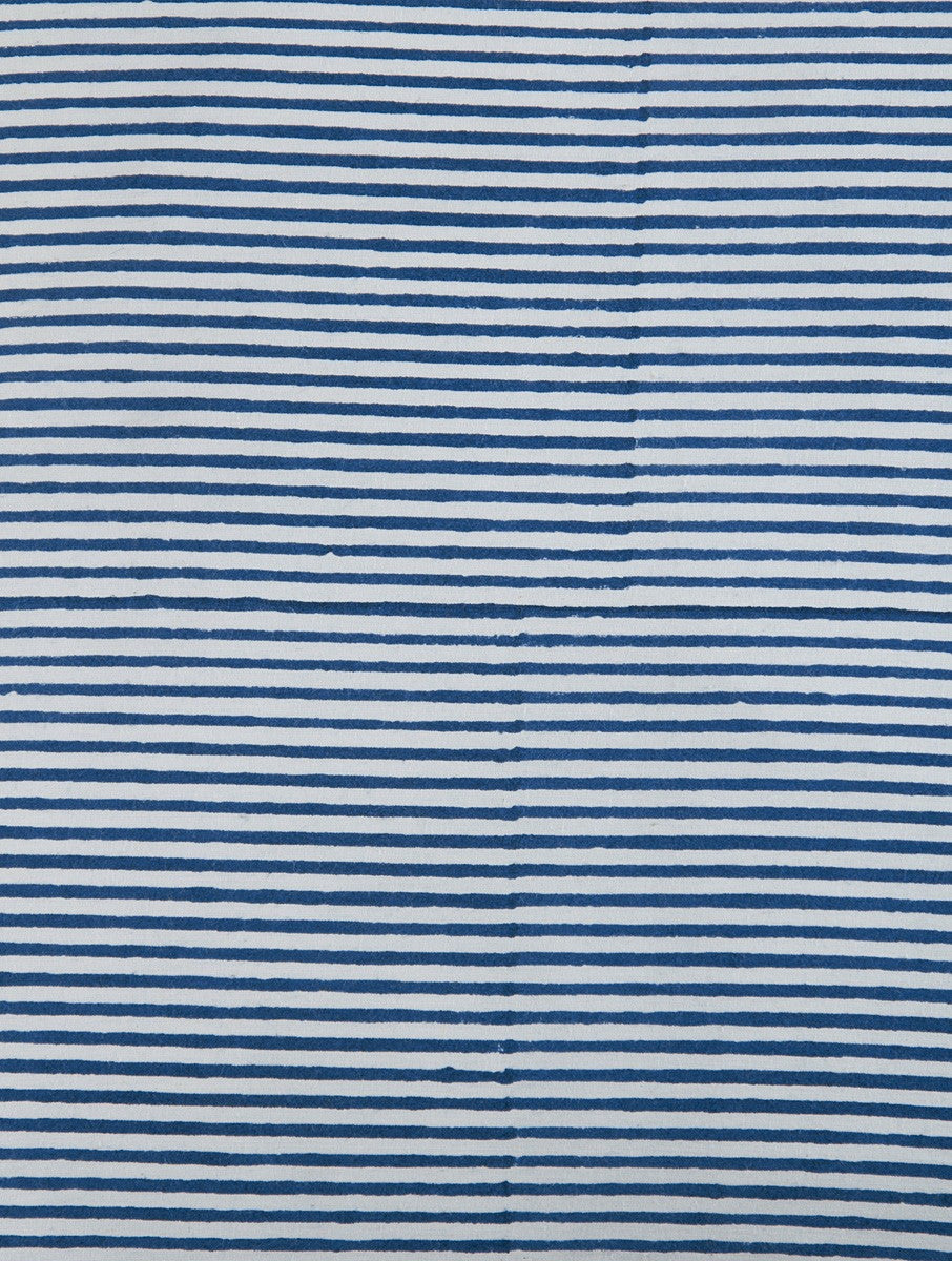 Close-up of stripe hand block print on organic cotton cushion cover | Myyra Jaipur
