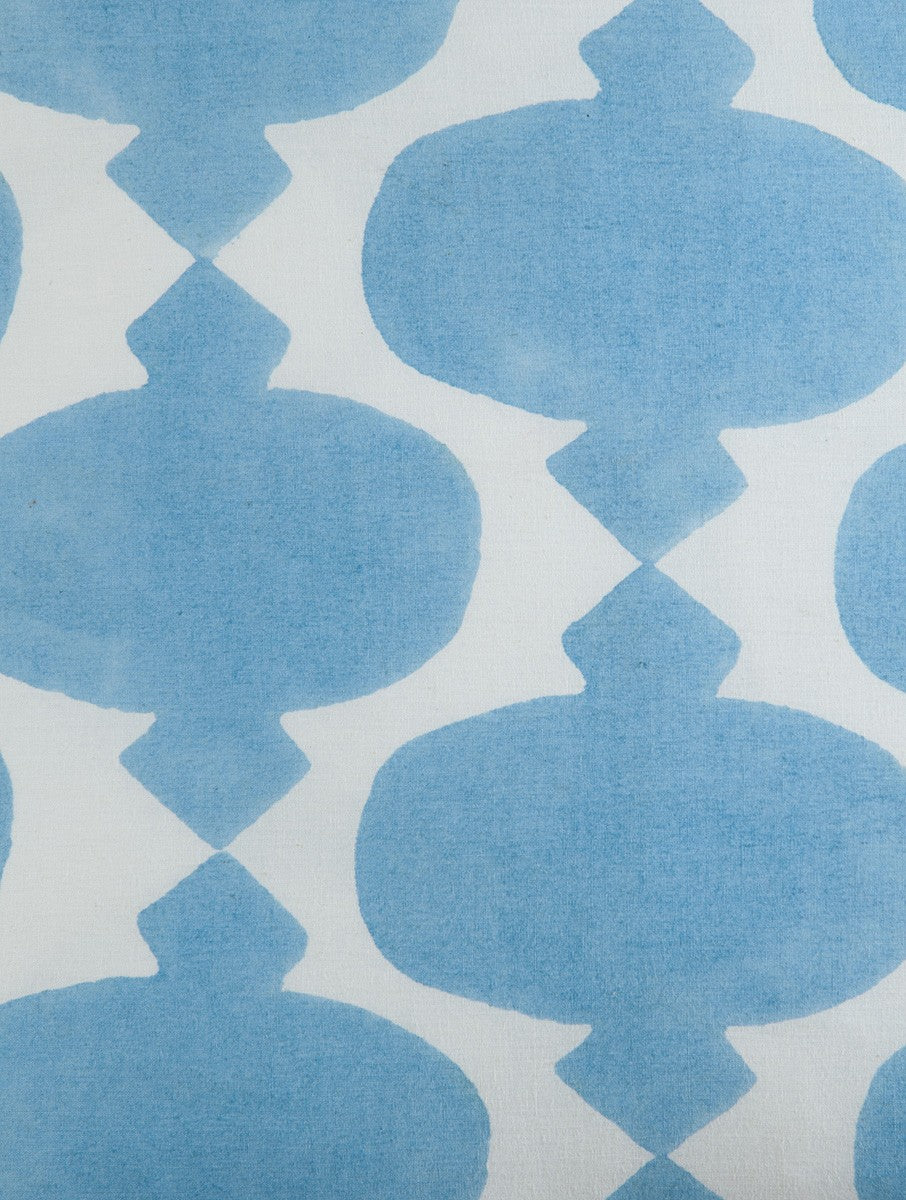 Close-up of hand block print on organic cotton cushion cover | Myyra Jaipur