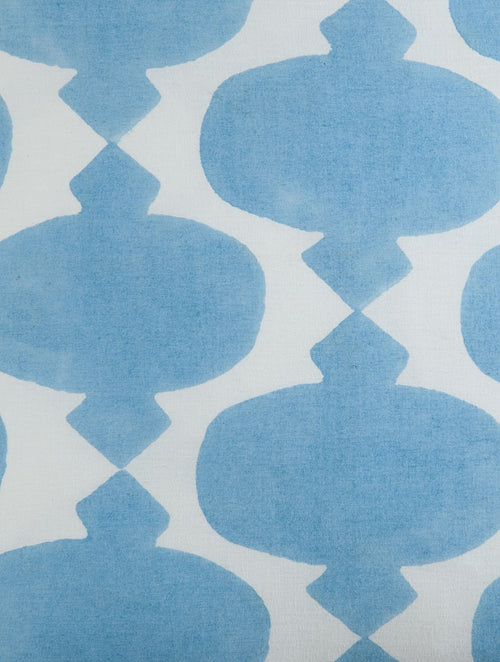 Close-up of hand block print on organic cotton cushion cover | Myyra Jaipur