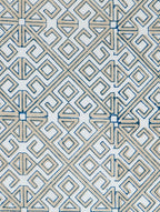 Close-up of geometric hand block print on organic cotton cushion cover | Myyra Jaipur