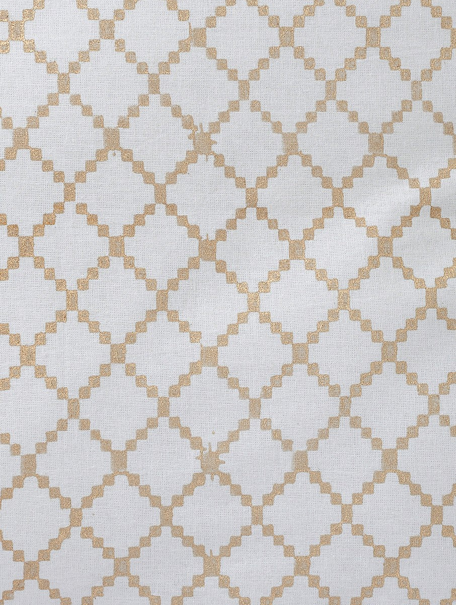 Close-up of hand block print on organic cotton pillow cover | Myyra Jaipur