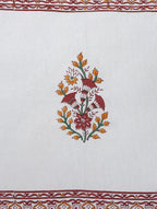 Close-up of hand block print on organic cotton pillow cover | Myyra Jaipur