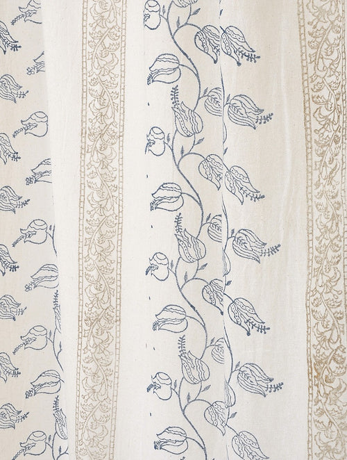 Close-up of hand block print on organic cotton curtain | Myyra Jaipur