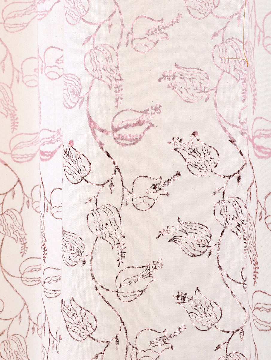 Close-up of hand block print on organic cotton curtain | Myyra Jaipur