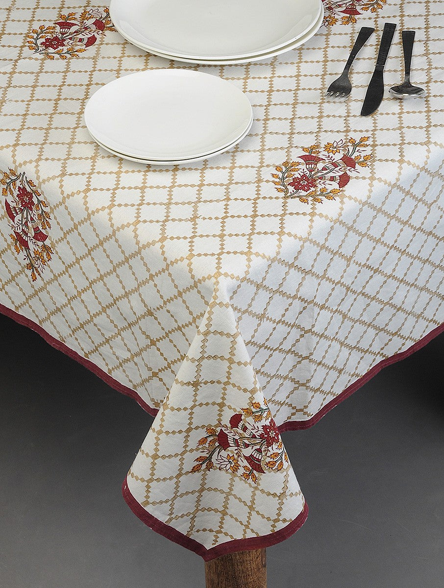 Hand block printed organic cotton table cover | Myyra Jaipur