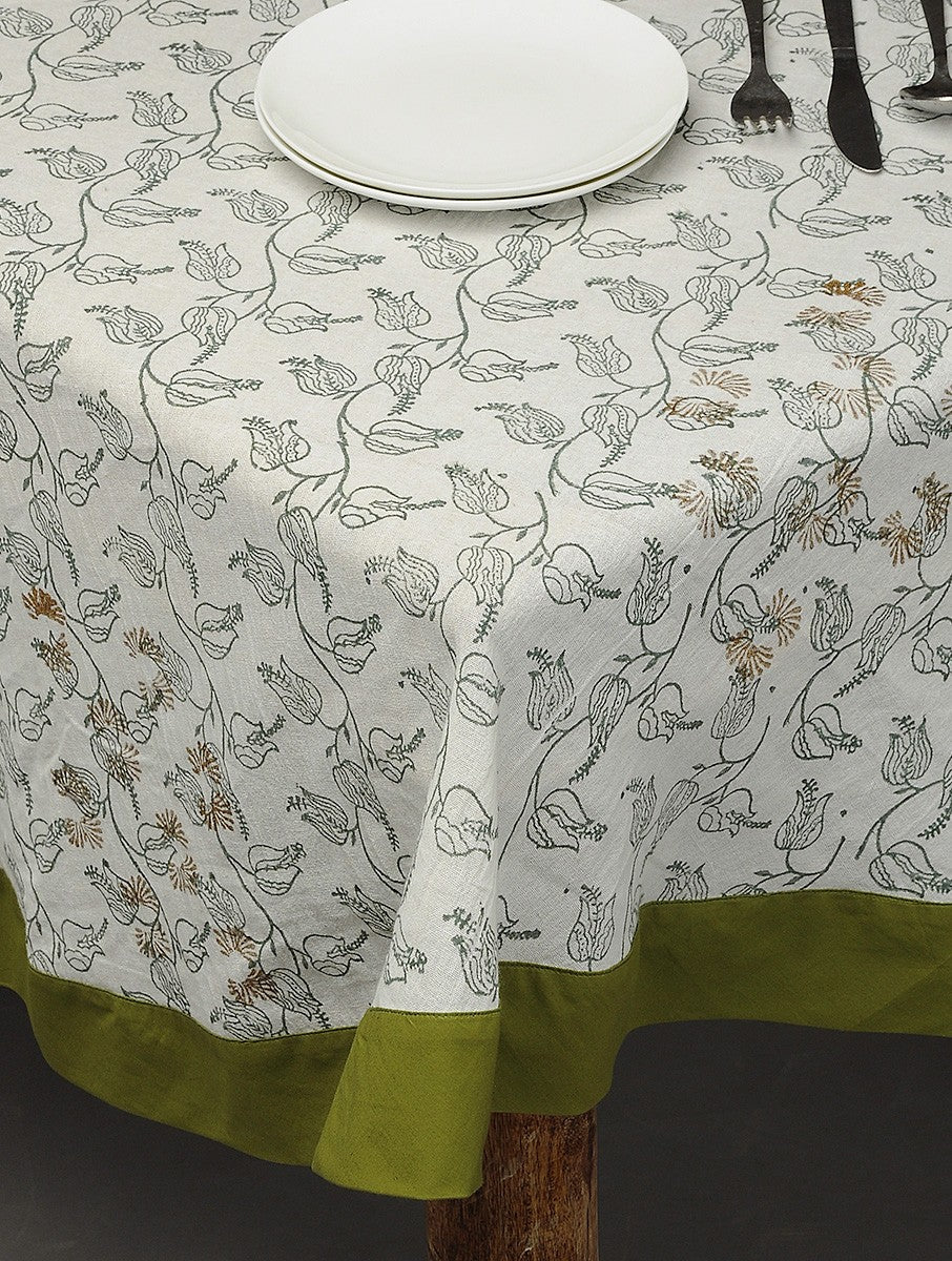Hand block printed organic cotton table cover | Myyra Jaipur