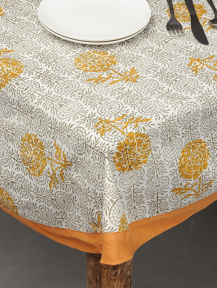 Hand block printed organic cotton table cover | Myyra Jaipur