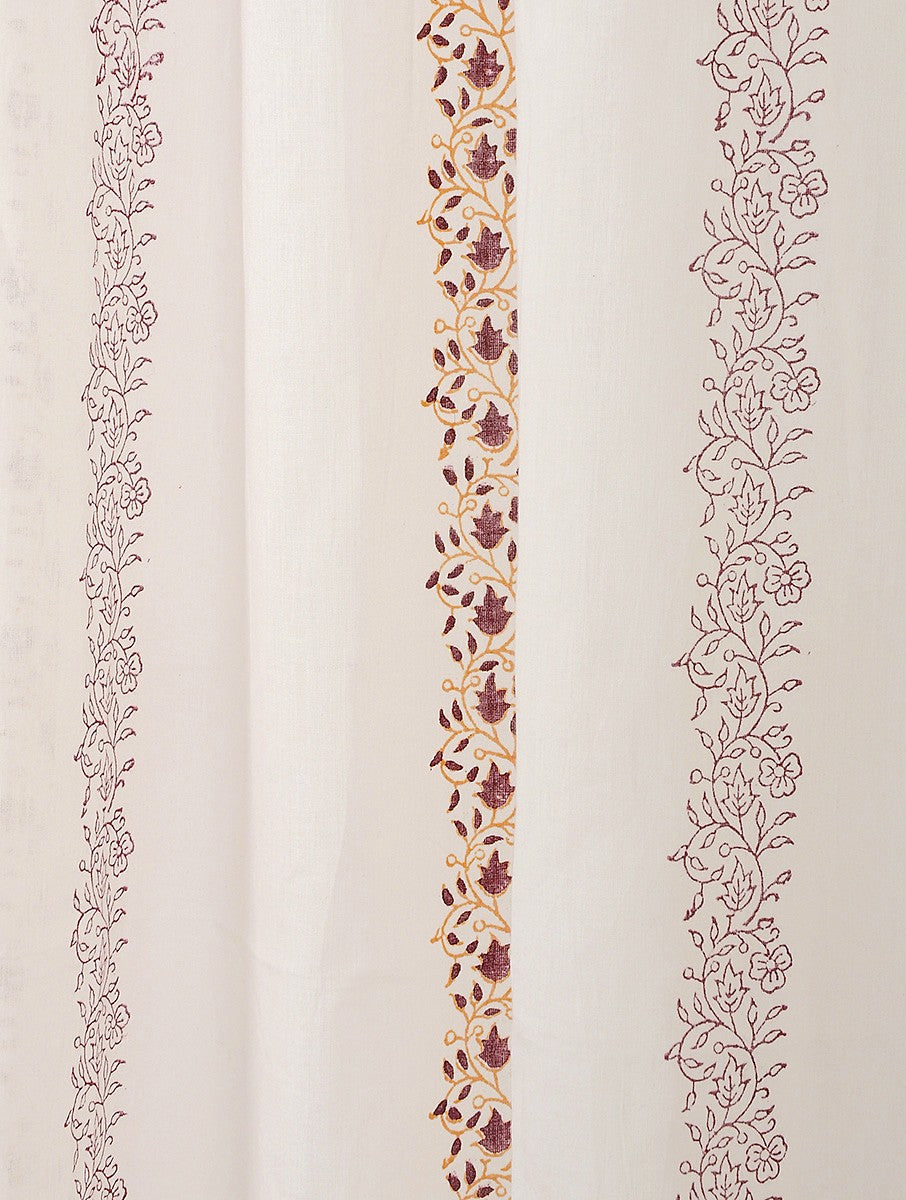 Close-up of hand block print on organic cotton curtain | Myyra Jaipur