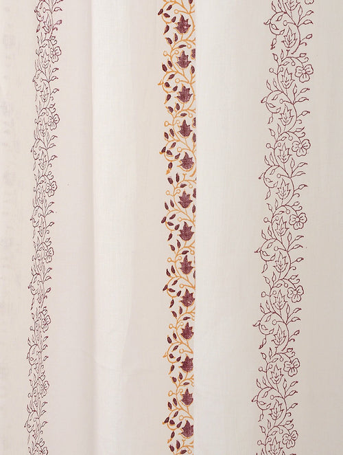 Close-up of hand block print on organic cotton curtain | Myyra Jaipur