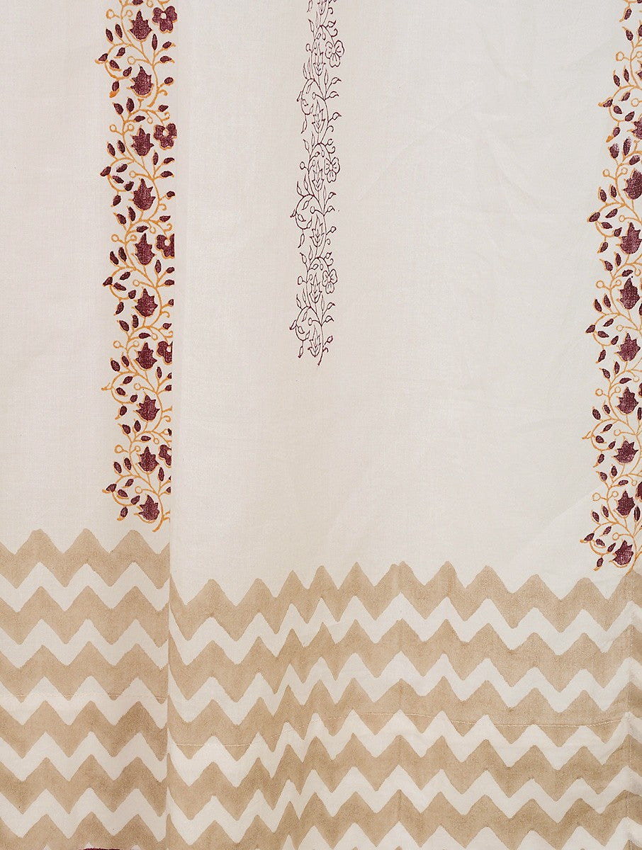 Folded organic cotton curtain showing block printed repeat | Myyra Jaipur