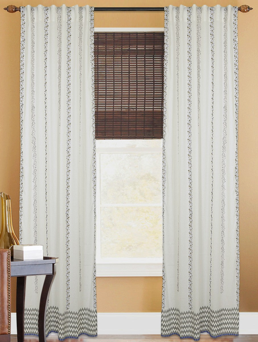 Hand block printed organic cotton curtain | Myyra Jaipur