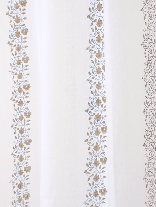 Close-up of hand block print on organic cotton curtain | Myyra Jaipur