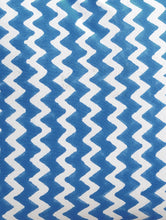 Load image into Gallery viewer, Blue Zigzag Cushion Cover Hand Block Printed Cotton - MYYRA
