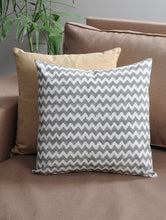 Load image into Gallery viewer, Grey Zigzag Cushion Cover Hand Block Printed Cotton - MYYRA