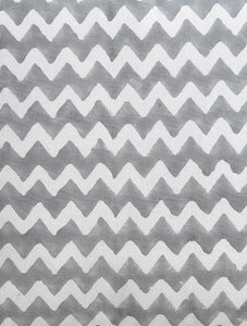 Grey Zigzag Cushion Cover Hand Block Printed Cotton - MYYRA