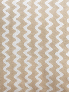 Beige Zigzag Cushion Cover Hand Block Printed Cotton - MYYRA
