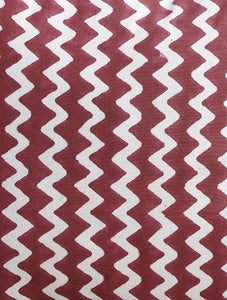 Maroon Zigzag Cushion Cover Hand Block Printed Cotton - MYYRA
